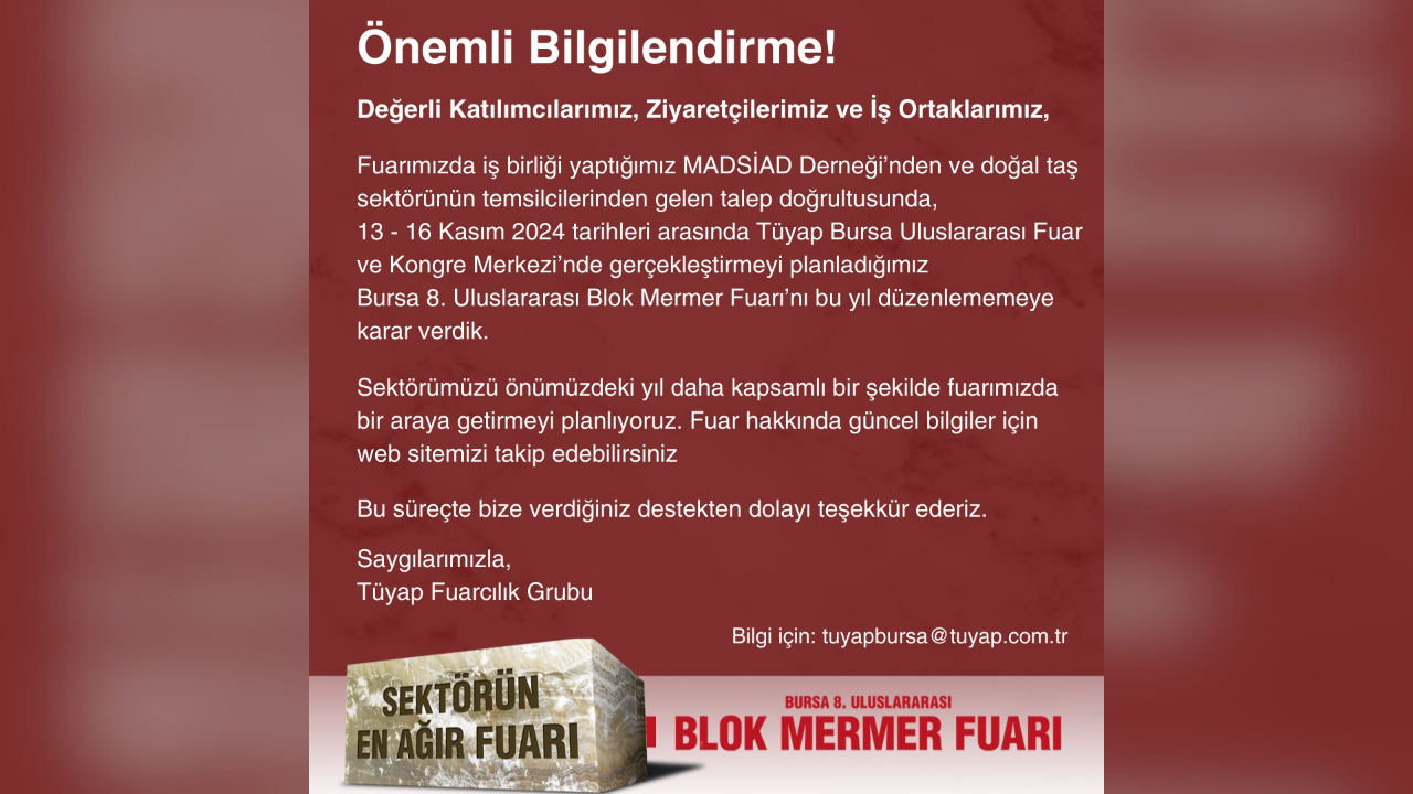 TÜYAP ve MADSİAD Ortak Kararı