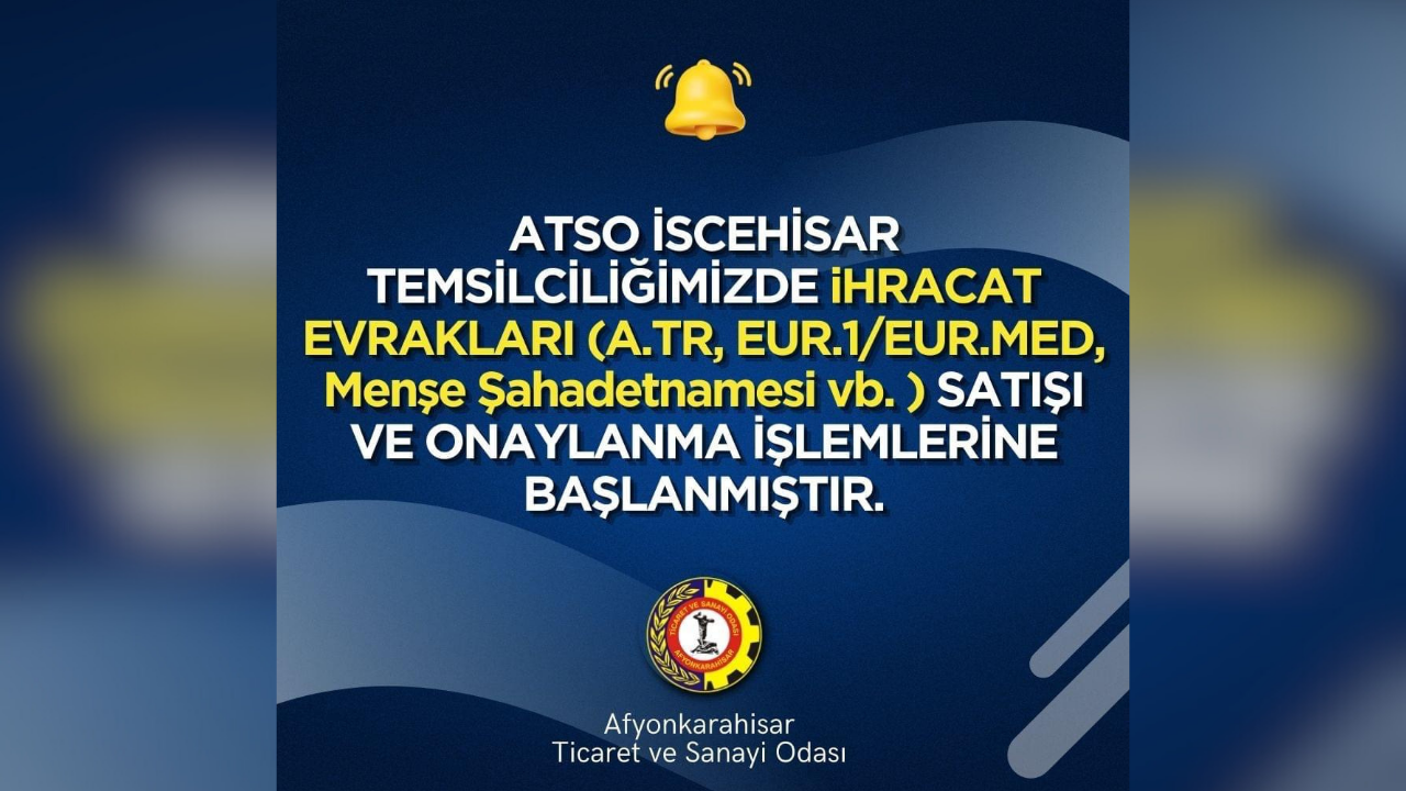 ATSO İscehisar Temsilciliğinde İhracat Evraklarının Satışı ve Onaylama İşlemlerine Başlandı